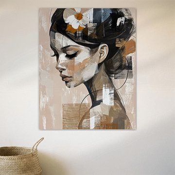 Modernes schickes und abstraktes Porträt in Erdtönen von Carla Van Iersel