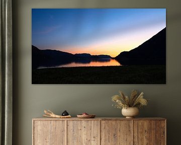 Fjord and sea in Norway at the blue hour by Martin Köbsch
