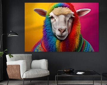 Schafe in Regenbogenfarben von Vlindertuin Art