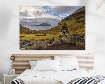 Landschap op het Faeröerse eiland Streymoy van Rico Ködder