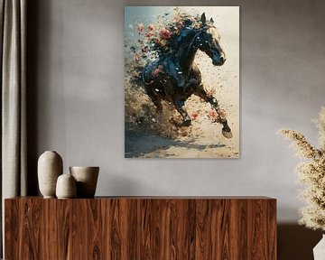 Galopperende Schoonheid - Paard in de Bloemstorm van Eva Lee