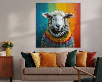 Creatief in Wol: Schapen portret van Vlindertuin Art