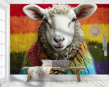 Creative Wool World: Schaf-Regenbogen-Strickjacke von Vlindertuin Art