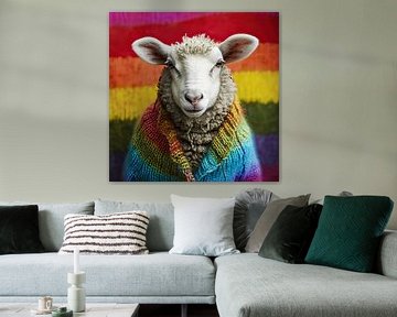 Creatieve Wolwereld: Schaap regenboog vest van Vlindertuin Art