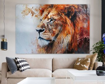 Geschilderde canvas van het portret van een leeuw van Digitale Schilderijen