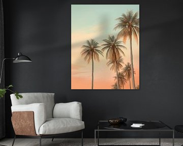 Palmiers | Palmiers tropicaux sur Peinture Abstraite
