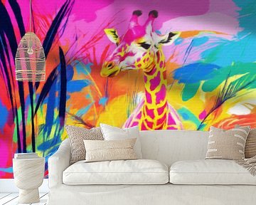 Neon Giraffe in Neon Africa van Marja van den Hurk