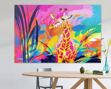 Neon Giraffe in Neon Africa van Marja van den Hurk