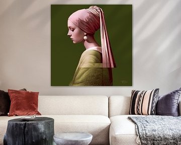 Modern Girl with a Pearl Earring X Johannes Vermeer by René van den Berg