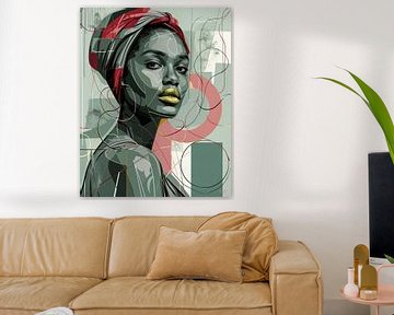 Portrait &quot ; Femme africaine en harmonie III &quot ; sur René van den Berg