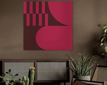 70s Retro veelkleurige abstracte vormen in paars en bruin II van Dina Dankers