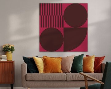 70s Retro veelkleurige abstracte vormen in paars en bruin IV van Dina Dankers