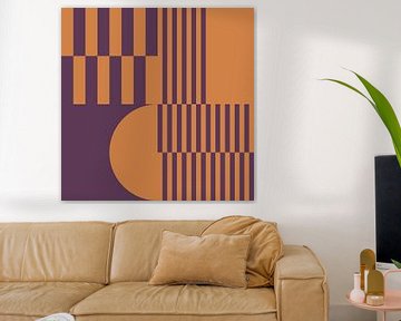 70s Retro multicolor abstract shapes in violet and dark yellow by Dina Dankers