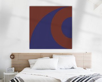70s Retro multicolor abstract shapes in brown and blue I by Dina Dankers