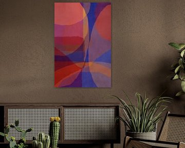 70s Retro multicolor abstract shapes. Cobalt blue, pink, red, yellow, purple by Dina Dankers