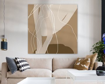 Abstract organic lines and shapes in gold and brown no.  1_2 by Dina Dankers