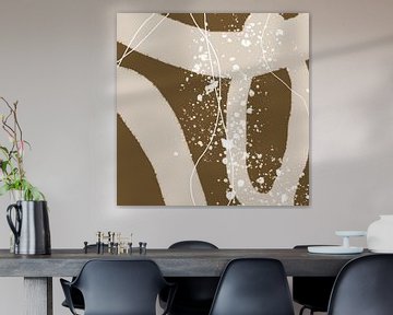 Abstract organic lines and shapes in gold and brown no. 1_4 by Dina Dankers