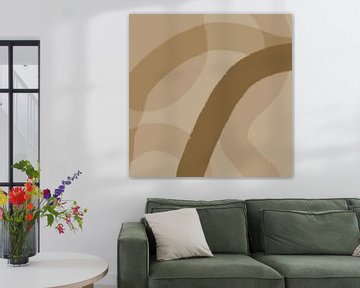 Abstract organic lines and shapes in gold and brown no. 1_5 by Dina Dankers