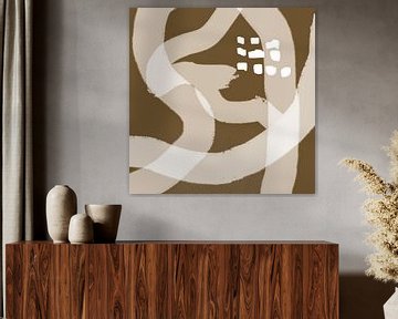 Abstract organic lines and shapes in gold and brown no. 1_6 by Dina Dankers
