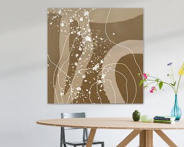 Abstract organic lines and shapes in gold and brown no. 1_9 by Dina Dankers