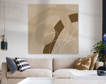 Abstract organic lines and shapes in gold and brown no. 1_10 by Dina Dankers