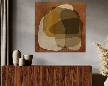 Abstract organic shapes in earthy tones and rusty brown I by Dina Dankers