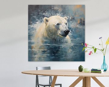 Polar bear in the water by TheXclusive Art