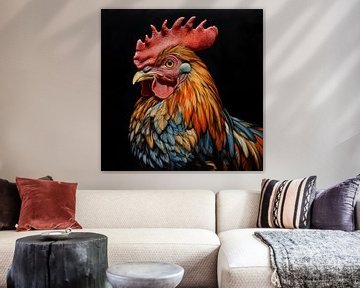 Portrait coloré du coq sur The Xclusive Art