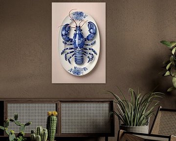 Lobster Luxe - Delft Blue lobster on an antique dish by Marianne Ottemann - OTTI