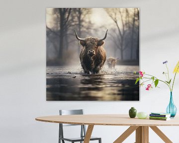 Wasserfüße: Schottische Highlander in natürlicher Pracht von Karina Brouwer