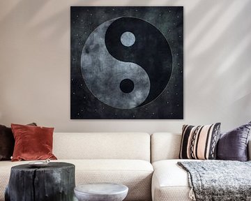 Yin en Yang symbool Dark Night Grunge van Western Exposure