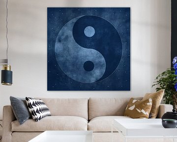 Symbole Yin et Yang bleu foncé Grunge sur Western Exposure