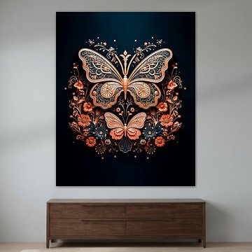 Ornate Butterfly with Flowers.