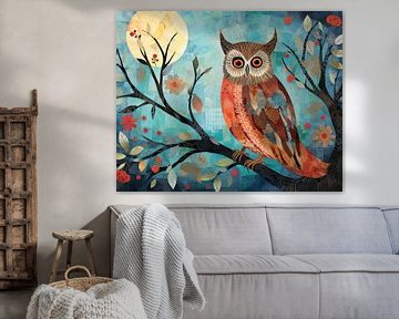 Portrait de hibou coloré sur De Mooiste Kunst