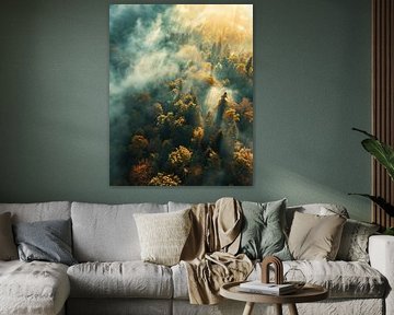 Forêt d'automne au lever du soleil