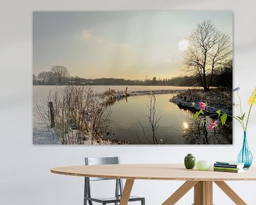 Rivière Dommel avec de la neige sur Gonnie van de Schans