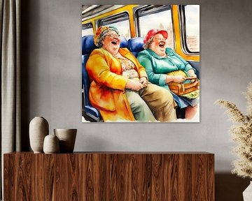 2 dames douillettes dans le train sur De gezellige Dames