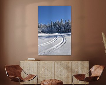Tyre tracks in the snow by Claude Laprise