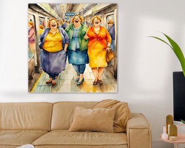 3 femmes sociables dans le métro sur De gezellige Dames