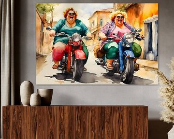 2 sociable ladies motorcycling by De gezellige Dames