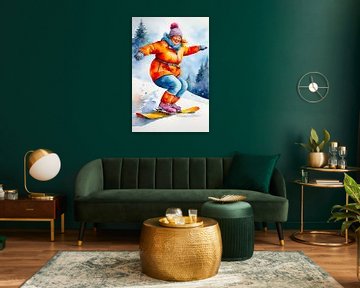 cosy lady snowboarding by De gezellige Dames