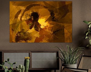 Golden hope. Abstract art in gold, yellow, terra and brass. by Dina Dankers