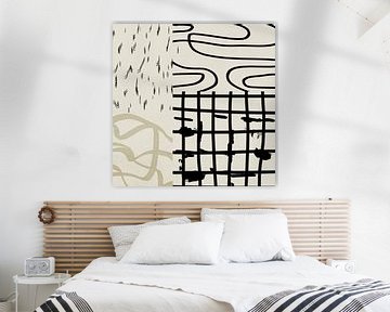 et various shapes and brushstrokes in black, beige and gold tones by Imaginative