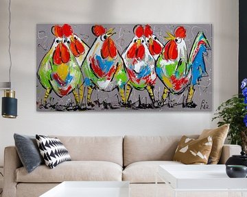 The Chattering Chickens by Vrolijk Schilderij