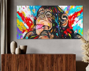 The Colorful Monkey by Vrolijk Schilderij