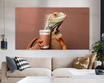 Iguana with coffee mug by Mustafa Kurnaz