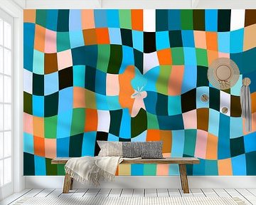 Cuby Club Aquas (Modern Vlakkenpatroon in Aquamarijn)