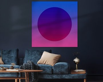 Neon art. Colorful minimalist geometric abstract in purple, blue, pink by Dina Dankers