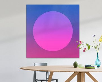 Neon kunst. Kleurrijk minimalistisch geometrisch abstract in roze, blauw, paars van Dina Dankers
