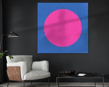 Neon kunst. Kleurrijk minimalistisch geometrisch abstract in blauw en roze van Dina Dankers